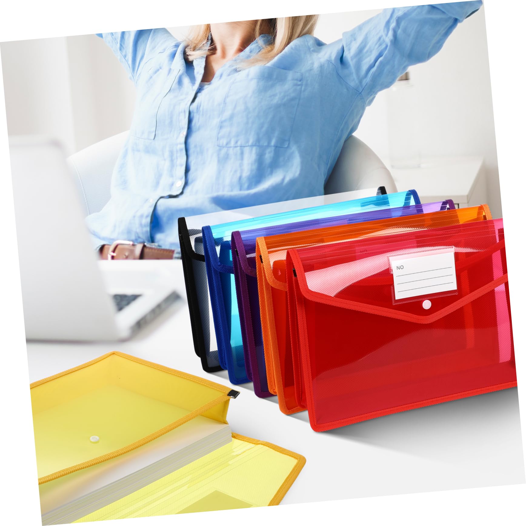 7 Pezzi Sacchetto di plastica a bottone cartella file trasparente busta trasparente per cancelleria custodia per file a bottone Organizzatore di documenti buste di plastica pp