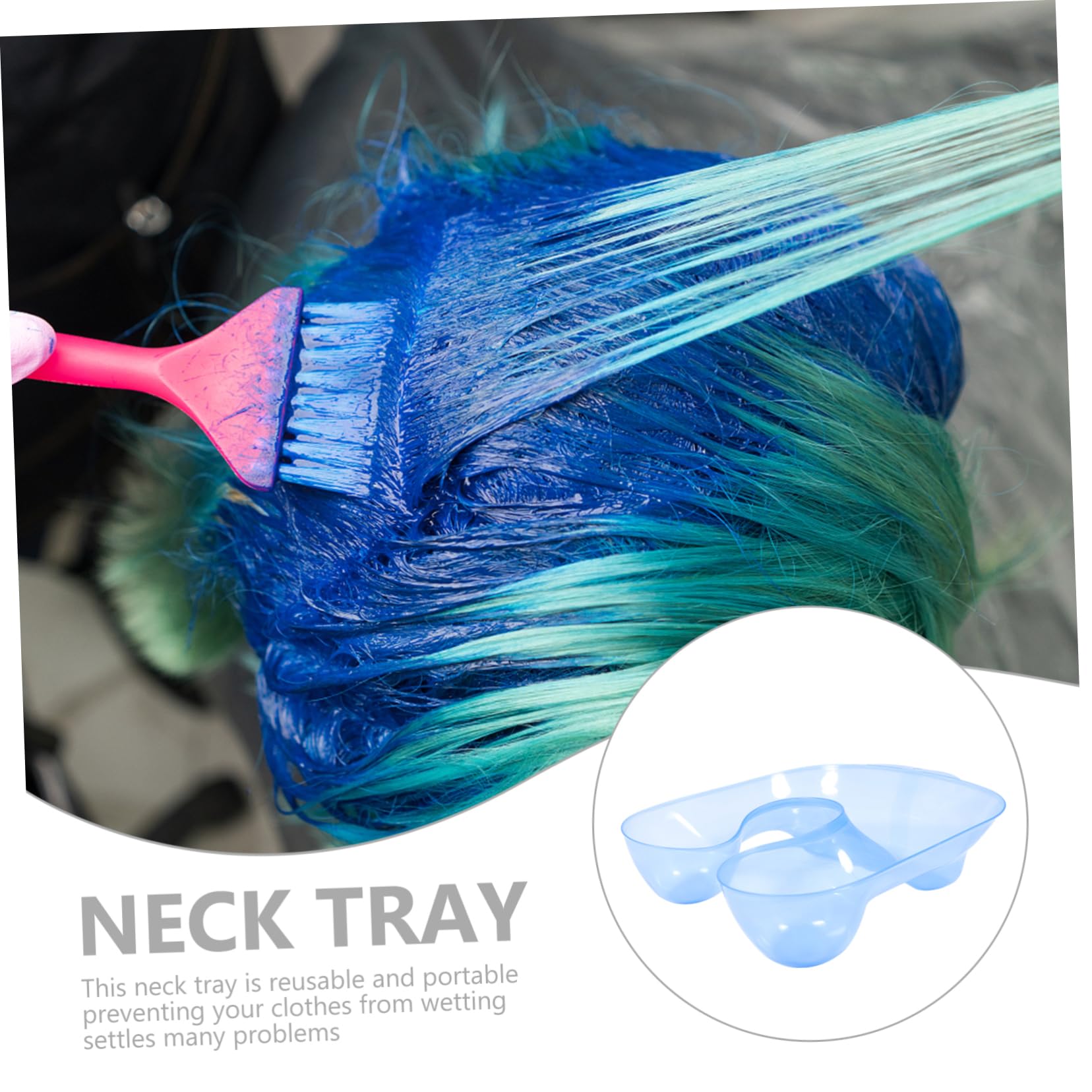 FOMIYES Bandeja Lisa de Cabello Cuello para Teñir Cervical el Cojín Plástico Azul y Superficie para Salón Profesional Peluquería