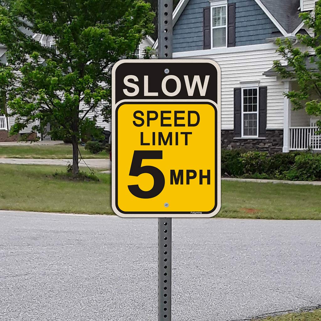 Slow Down Speed Limit 5MPH Sign (2 Pack),18 X 12 Inches 3M High Engineer Grade Reflective Street Safety Protect Yard Sign Rust Free Aluminum Waterproof