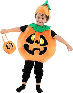 Spooktacular Creations Child Unisex Wacky Pumpkin costume with Orange Bucket for Halloween Dress Up Party (3T (3-4 yr))
