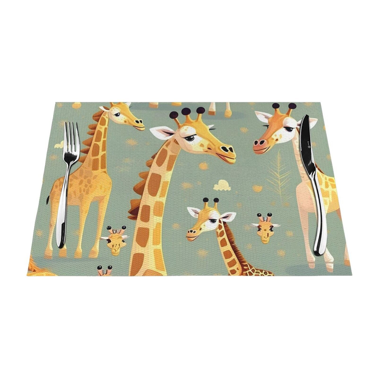 Set de table cuisine lot de 6 ambiance girafe sauvage pour repas en famille