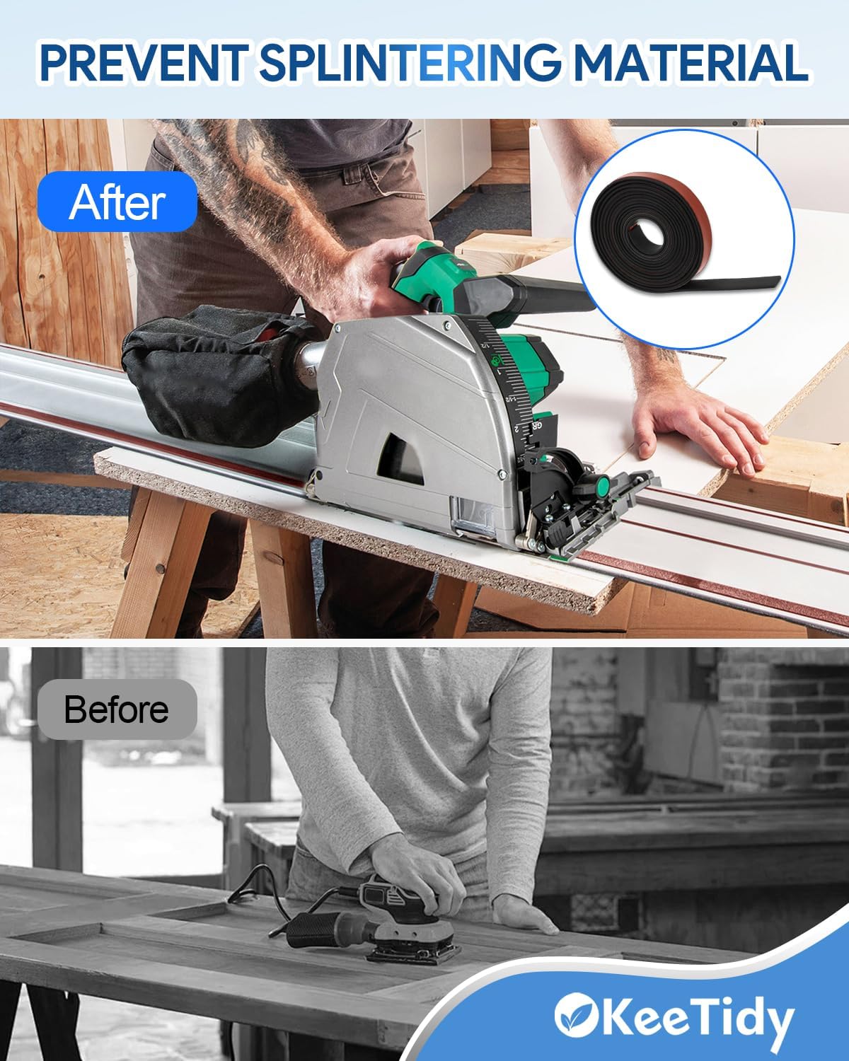 Splinter Guard Replacement Strip Compatible with 194419-4 Rails Tape - 55”, Compatible with DeWalt/Festool Track Saw Guide Rails and Other Similar Track Saw Rails