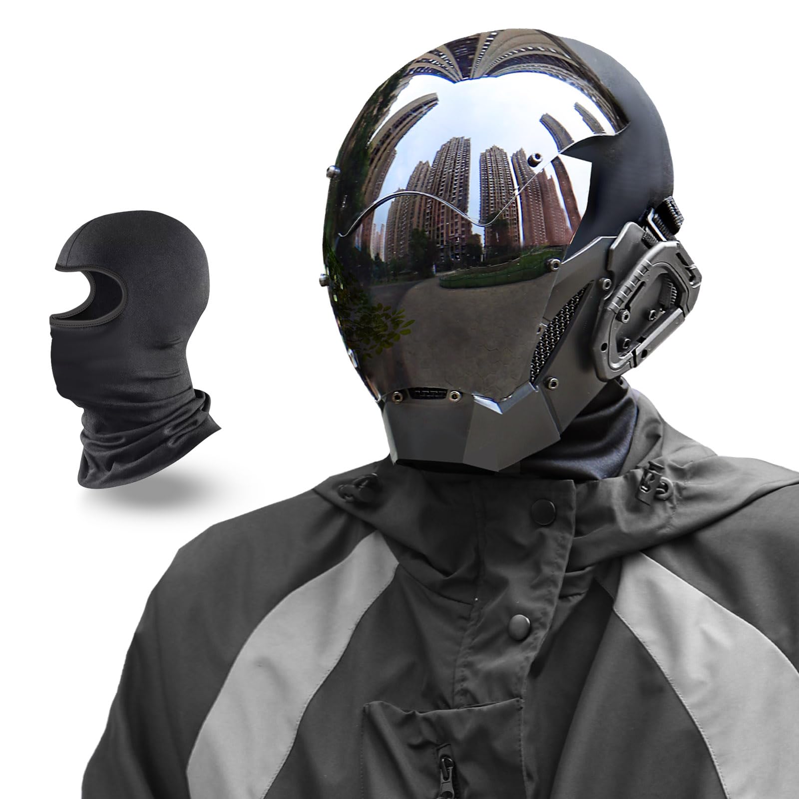 Magoog Punk Mask for Halloween, Punk Mask for Cosplayer, Halloween Mask with Head Covering, Fits for any Halloween Costume