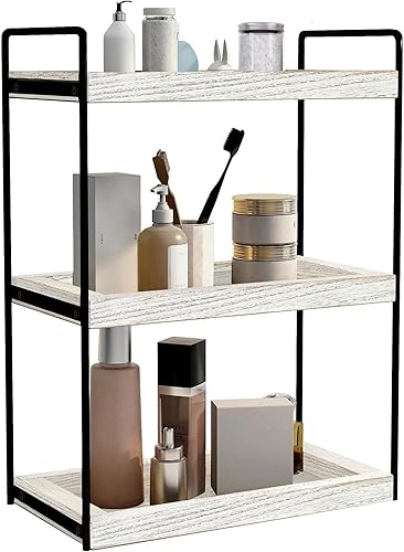 Miniatura 6 de Dorhors Organizador de encimera de baño de 3 niveles, estante de almacenamiento de baño, bandeja de mostrador y organizador de tocador (negro)