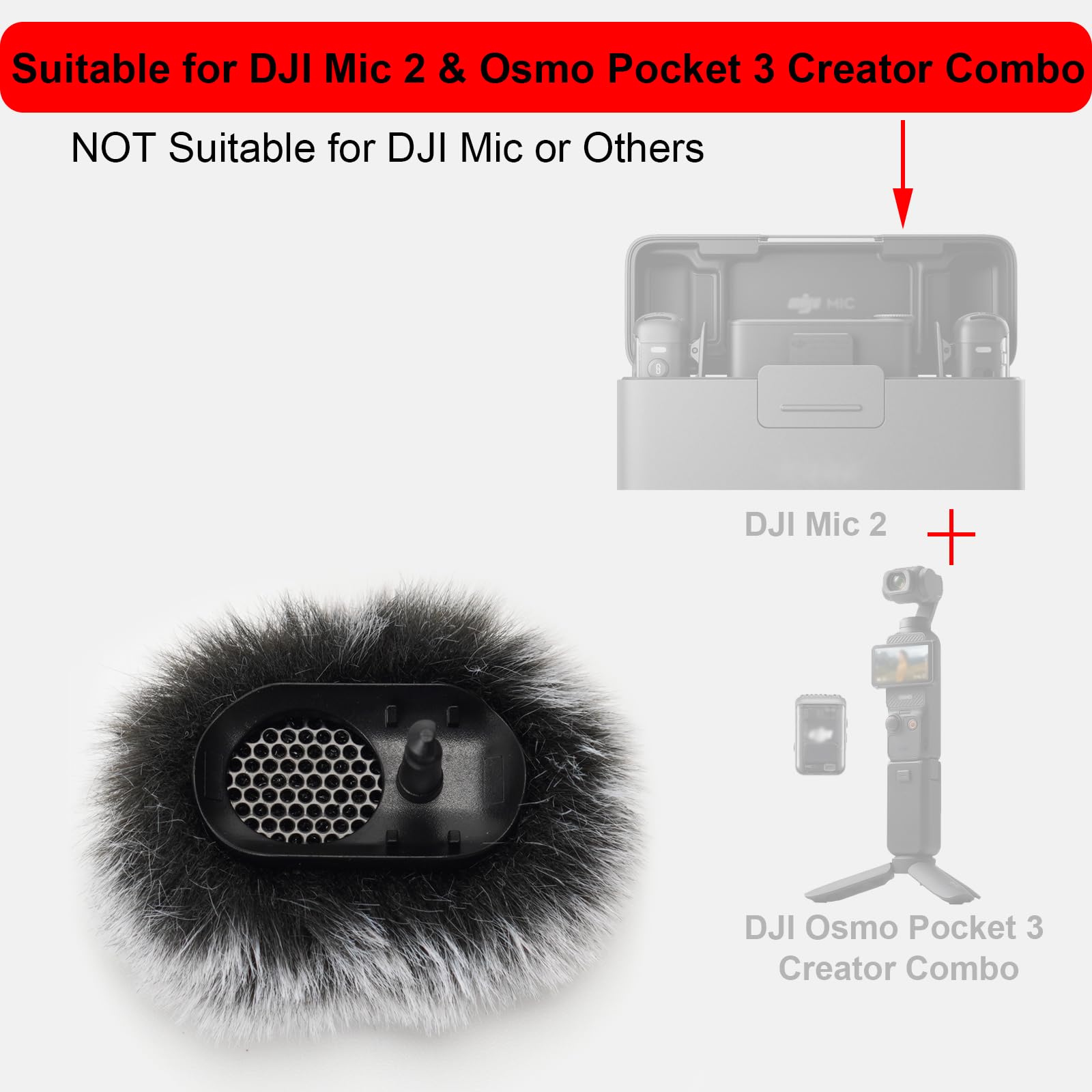 FLYAMAPIRIT Microphone Windscreen for DJI Mic 2, Furry Windscreen Compatible with DJI Mic 2 / Osmo Pocket 3 - Image 3