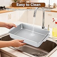 Vista 6 de Bandeja para hornear de 9 x 13, acero aluminizado de grado comercial de gran calibre (2.3 libras), hoja antiadherente texturizada resistente a