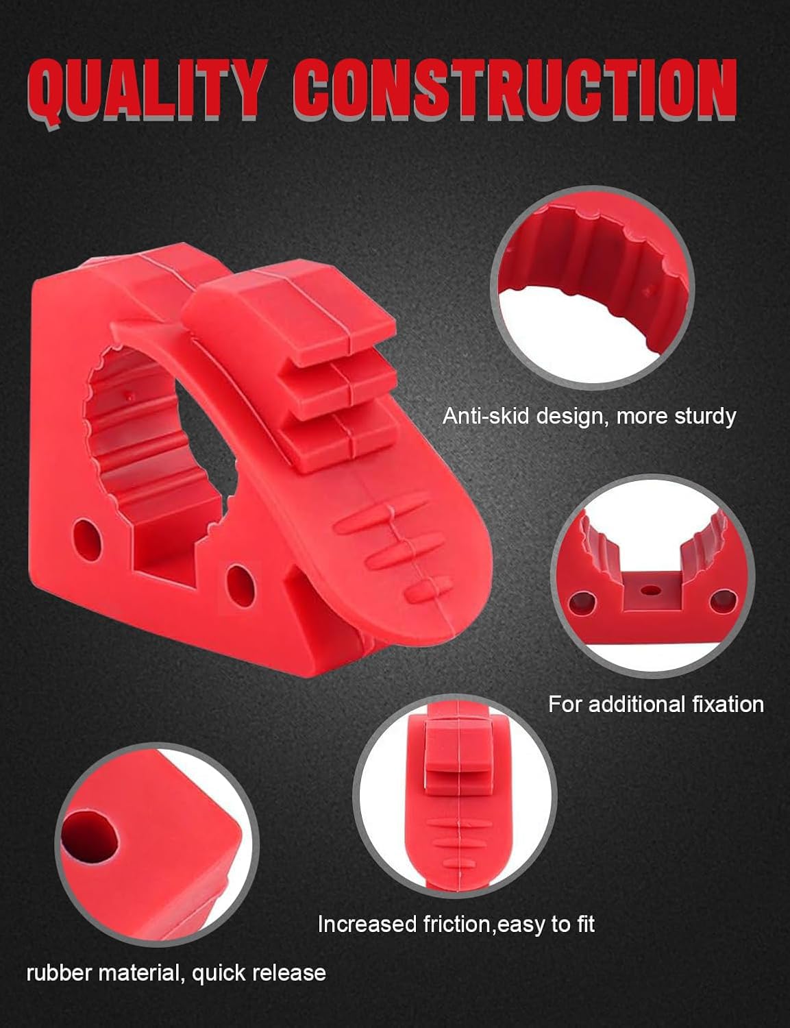Greluma 4 St Schephouder, snelontgrendelbare rubberen klemmontagebeugel, geschikt voor gereedschapshandvatten met een diameter van 3 cm tot 4 cm voor vrachtwagens, UTV, ATV en offroad