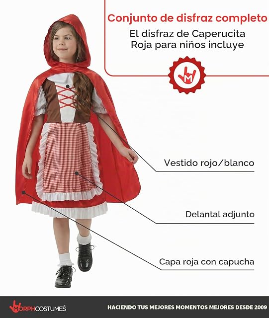 Foto 2 de 8 de Fun Shack Disfraz Caperucita Roja Niña, Disfraz Cuento Halloween Niña, L