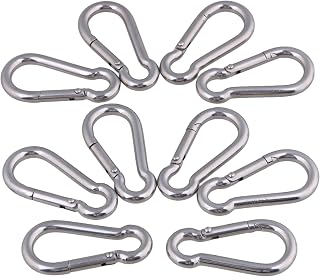 CNBTR Multifunctional Spring Snap Hook Quick Link Ring M5 50mm 304 Stainless Steel Set of 10