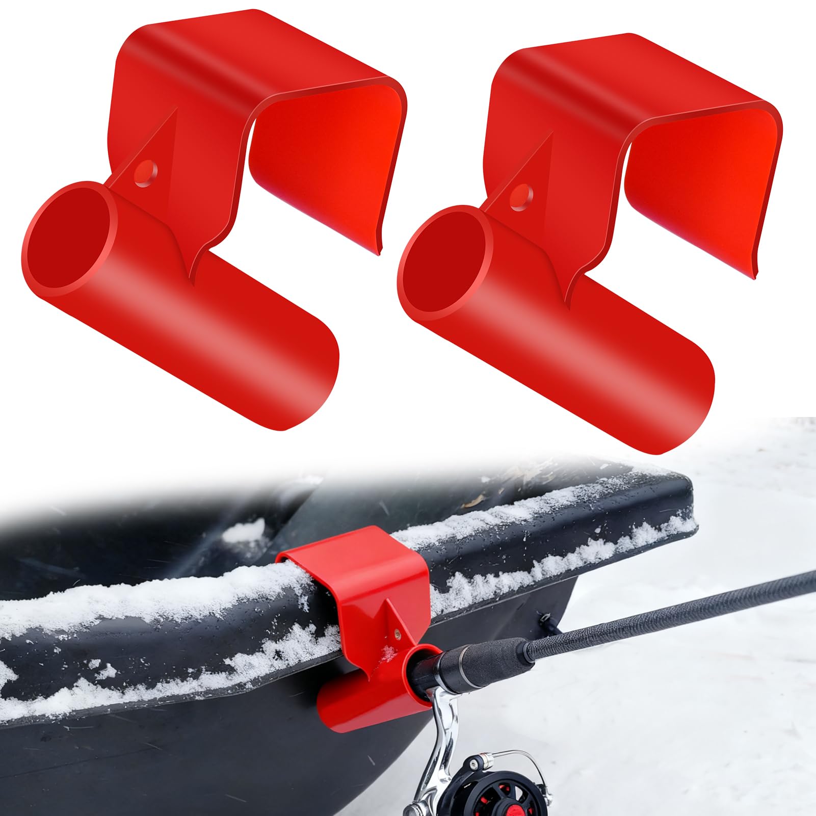 2 Pcs Plastic Ice Fishing Sled Rod Holder Ice House Sled Rod Holder Hands-Free Ice Fishing Pole Rack Compatible Storage Rack Gear Bucket Accessories Sturdy for Riverbank Lakeside, Red : Sports