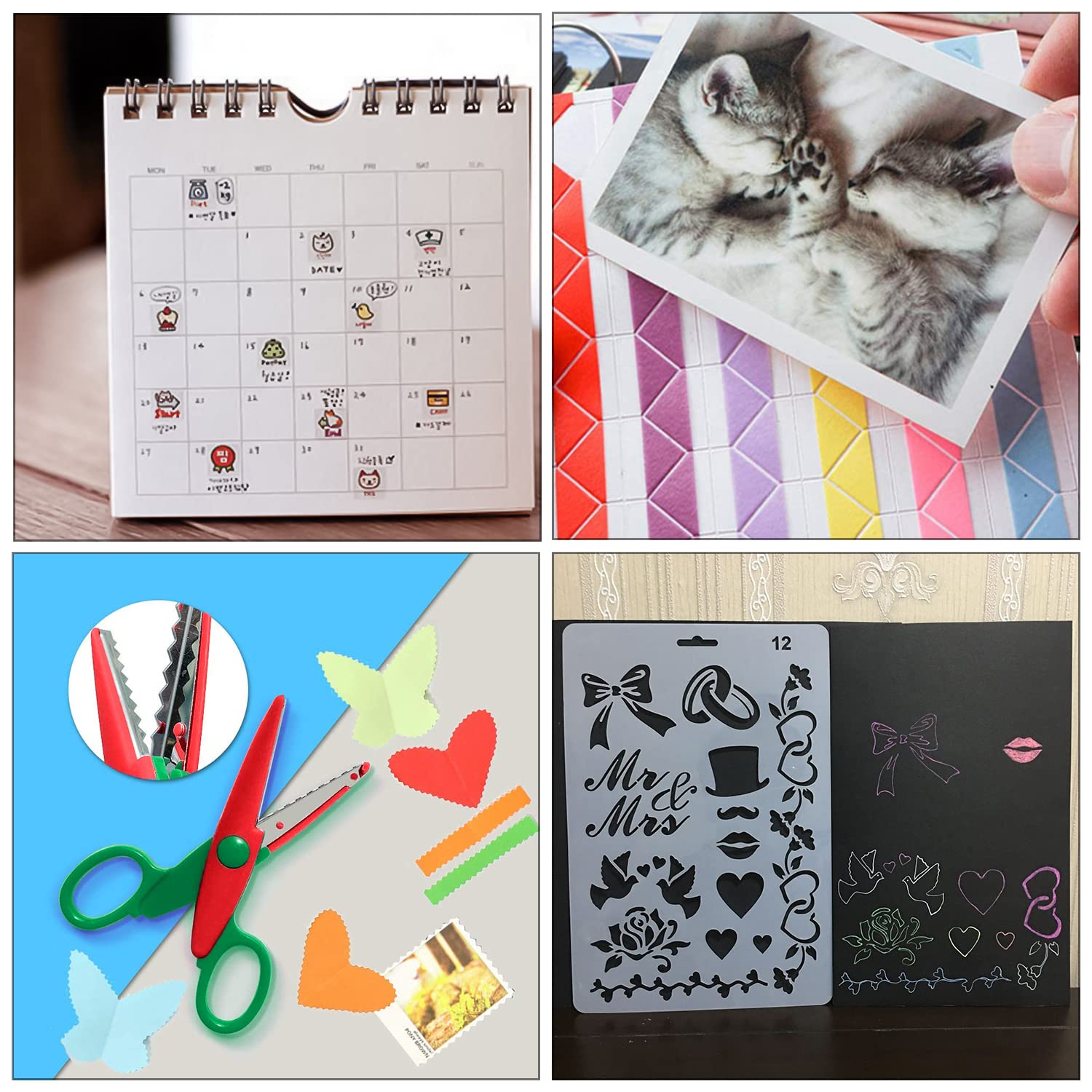 YXHZVON 53 Pièces Ensemble Accessoires Scrapbooking,Kit Livre Photo Mémoire pour Bricolage Album Photo Conception Agenda Cartes Décoration