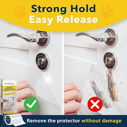 Miniatura 4 de PROTECTO Protector de arañazos para mascotas con cuchillo de corte personalizado, paquete de 3 protectores de puerta de 60 x 8 pulgadas + escudo de