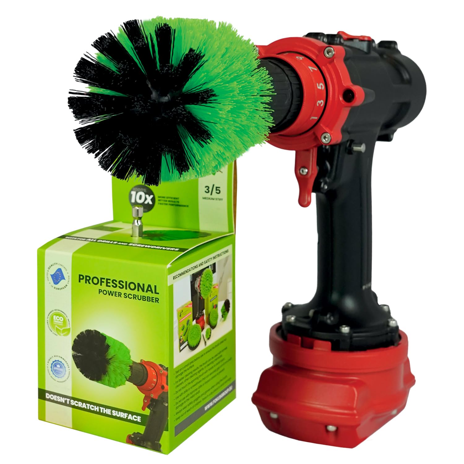 Kornely Green Premium Drill Brush Professional – Medium-Stiff 8.5 Cm | Scratch-Free Kitchen Cleaning Brush For Ovens, Hobs, Worktops, Floor Tiles, Linoleum, Cupboard Doors And Greasy Cookware