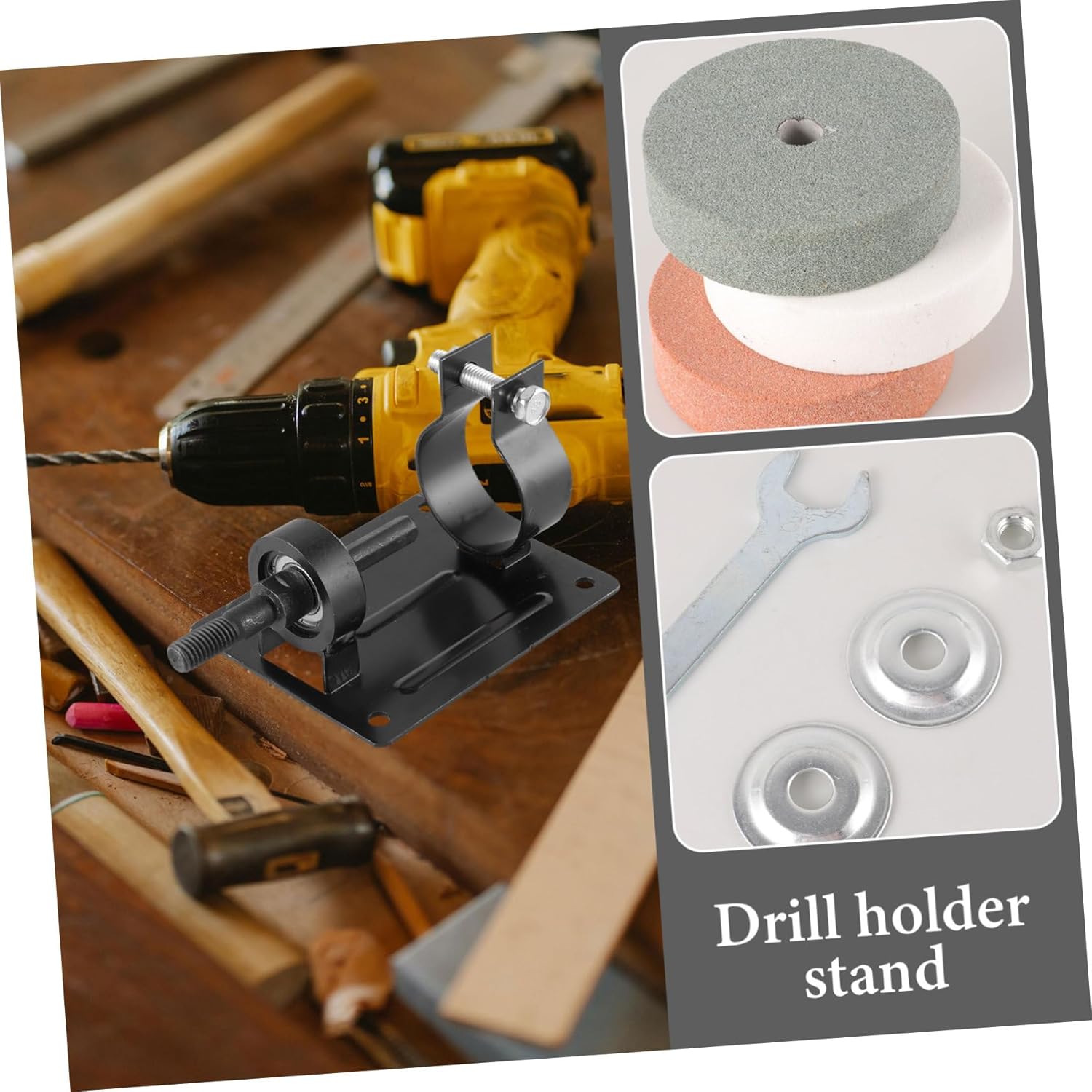 Homoyoyo 1set Portable Drill Vise Clamp Tool for Woodworking Angle Construction Efficient Desktop Support for Drilling and Polishing Tasks