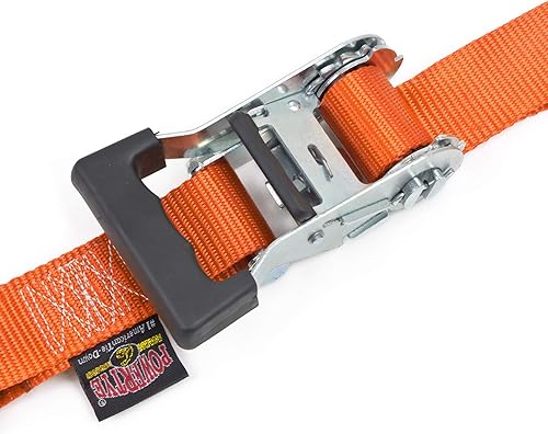 Vista 14 de PowerTye Correa gruesa de 1.5 pulgadas x 7 pies de amarre de trinquete de lujo con cuerda de oveja suave, ganchos de pestillo – 1,000 libras