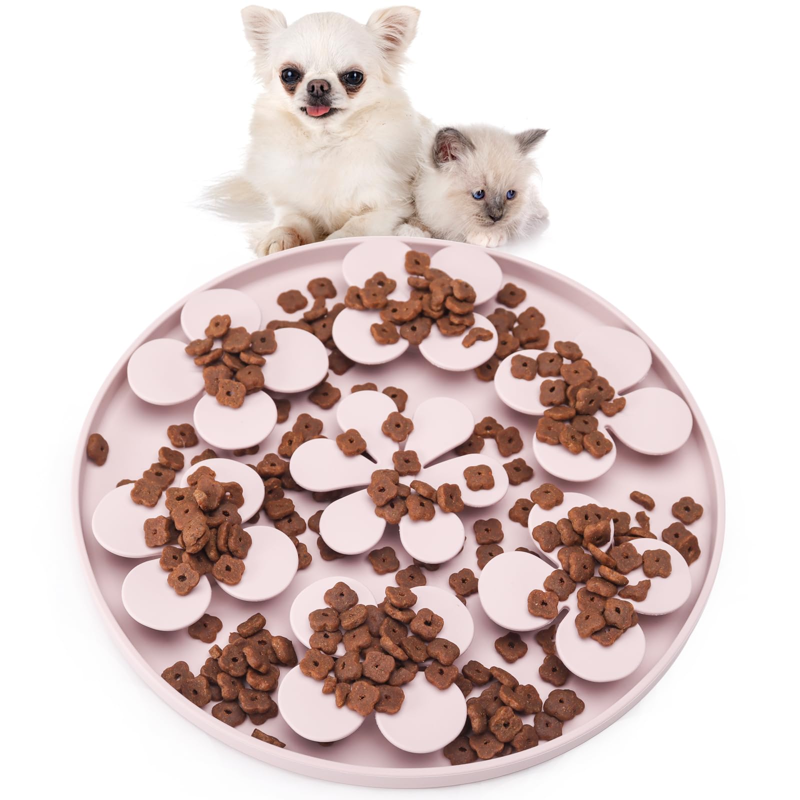 Silicone Pet Slow Feeder Snuffle Mat?Dog Sniff Mat Lick Mat for Smell Training Slow Eating with Suction Cup?Lick Mat for Dogs Cats (Pink)