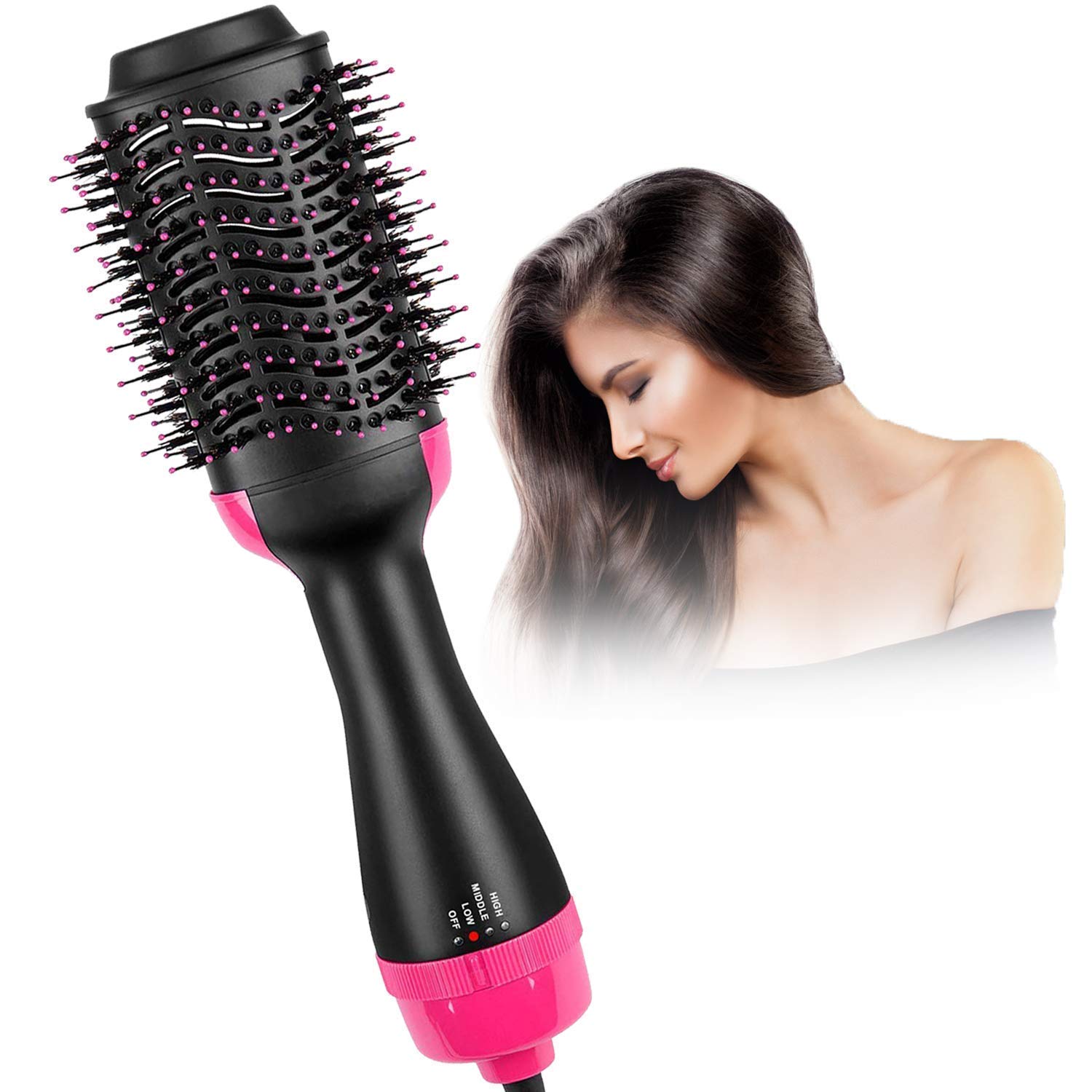 1000 watts Hot Hair Brush For Women/Hair Dryer Brush & Volumizer Professional Brush Hairdryer Hot Comb Hair Blower and Styler (Black)-image-5