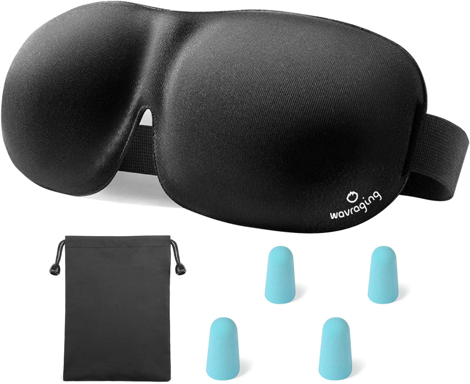 Eye Mask, Sleep Mask for Men Women, Eye Cover for Sleeping 3D Contoured 100% Blackout Patented New Design Eye Mask with Free Ear Plugs and Carry Pouch