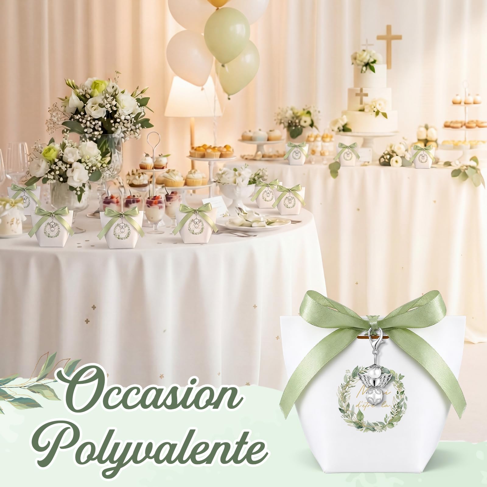 BBTO 36 Pezzi Scatoline Portaconfetti di Matrimonio con Nastro Ciondolo Angelo Custode Bomboniere di Comunione Scatole Regalo per Battesimo Cresima Fidanzamento Compleanno Grazie