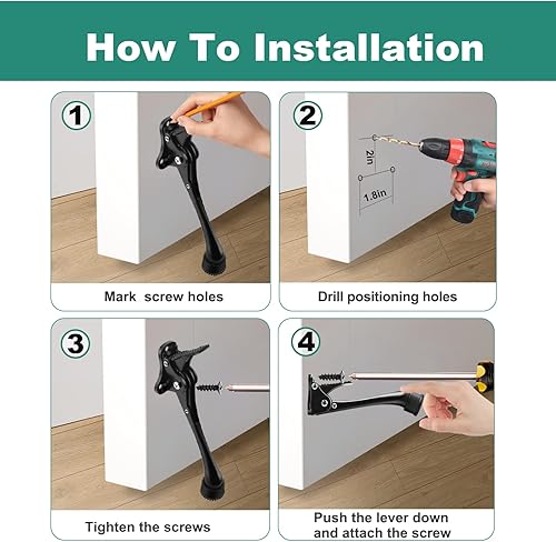 Miniatura 4 de Topes de puerta, tope de puerta abatible de 6 pulgadas, punta de goma antideslizante, tope de puerta resistente de un solo toque para parte inferior