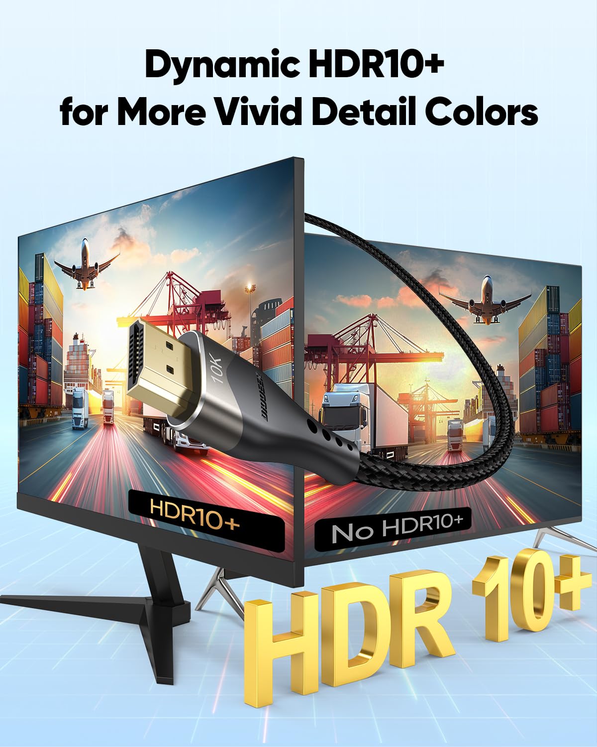 Cable HDMI corto de 2 pies, 2 unidades, 10K, 8K, 4K, HDMI 2.1, 2 pies, 48 Gbps, cable HDMI trenzado de ultra alta velocidad, 8K a 60Hz, 4K a 120Hz, eARC, HDR10+, HDCP2.3 para monitor