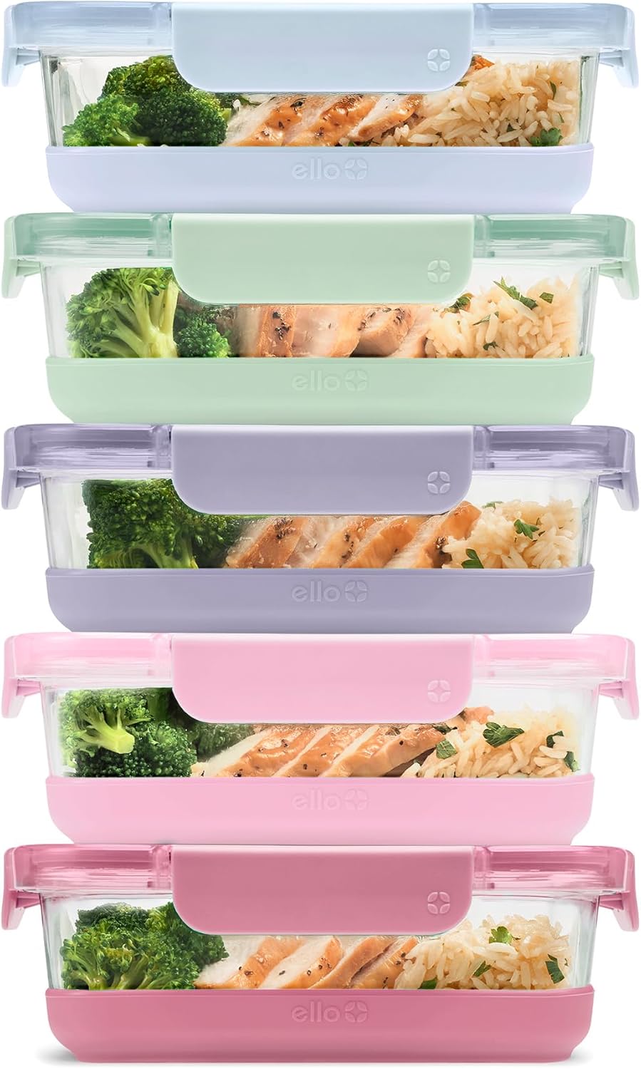 Ello Duraglass Refresh 3.4 Cup Meal Prep Sets 10Pc, 5 Pack Set- Glass Food Storage Container with Silicone Boot and Airtight BPA-Free Plastic Lids, Dishwasher, Microwave and Freezer Safe,Dusk Delight Ello Duraglass Refresh 3.4 Cup Meal Prep Sets 10Pc, 5 Pack Set- Glass Food Storage Container with Silicone Boot and Airtight BPA-Free Plastic Lids, Dishwasher, Microwave and Freezer Safe,Dusk Delight