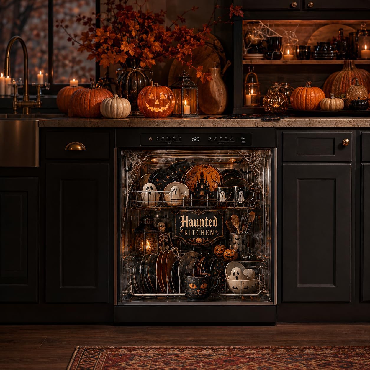 Dishwasher Magnet Cover Halloween, Full Magnetic Backing (C)