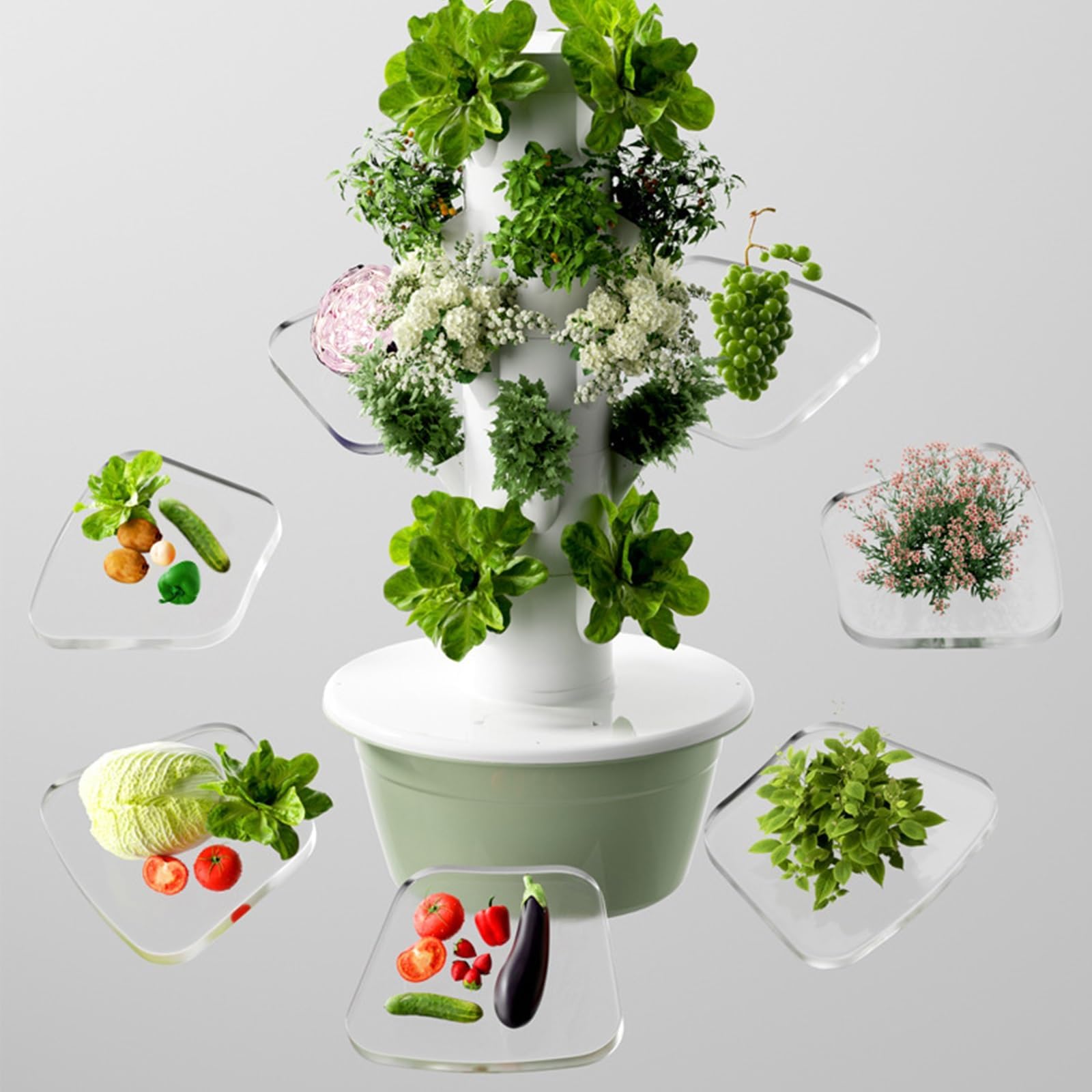 Torre Cultivo HidropóNico, Cultivo HidropóNico para JardíN, Macetero Vertical para Interior, Kit JardíN Inteligente con Bomba HidratacióN para Fresas, Tomates, Lechuga Y Hierbas,7 Layers