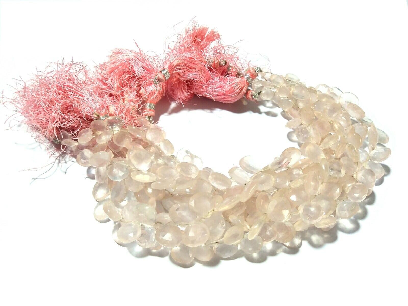 Quartz rose perles facettées 7-8mm, le fil idéal pour un cadeau de bijoux faits main