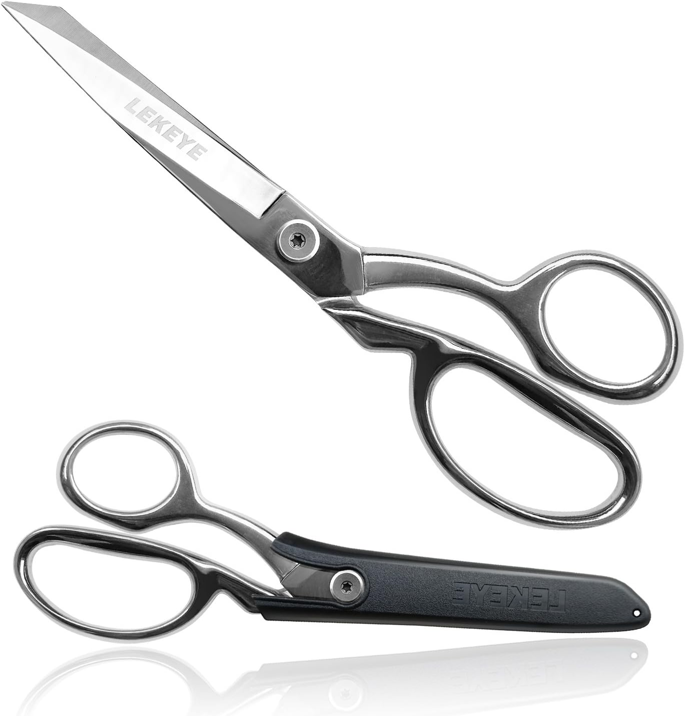 LEKEYE Dressmaker's Scissors Heavy-Duty 8” Fabric Cutting Shears for Smooth Multiple Layer Cutting| Bent Handle & Sharp Blades| Top Multipurpose Tailor Sewing Thread Embroidery & Craft Scissors