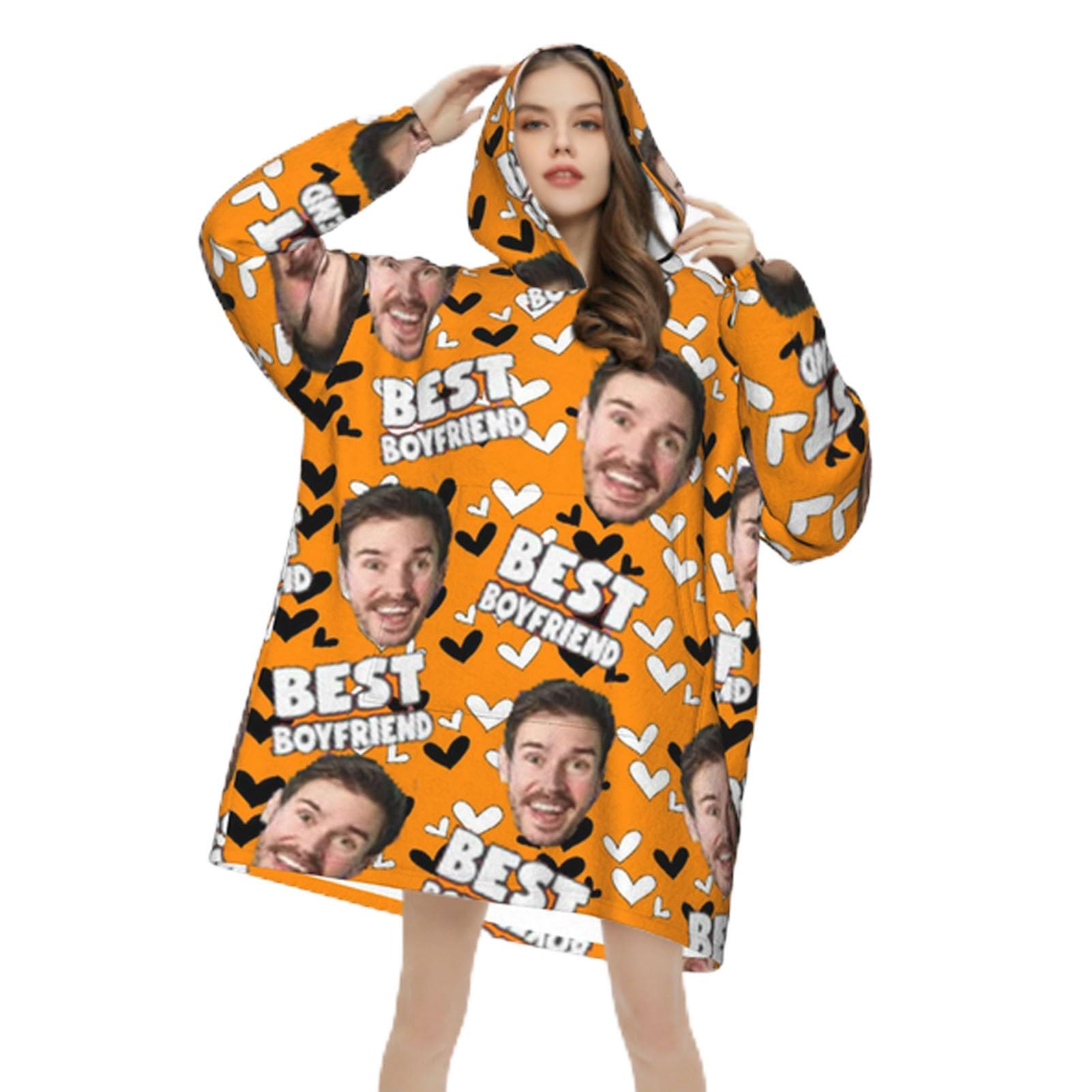Ropox Unisex Mulitcolor Custom Hooded Blanket Coat, Personalized Wearable Blanket Hoodie For Women, Cozy Soft Warm Plush Hooded Blanket Gifts/Cosy Flannel Poncho Sherpa Hood