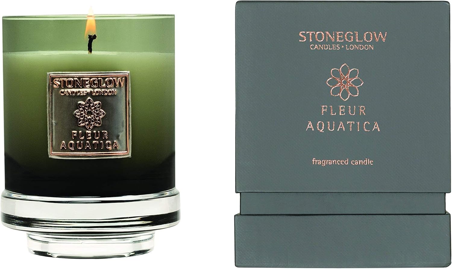 Stoneglow Metallique "Fleur Aquatica" Candle, Multi-colour, 9.5 x 12 x 9.5 cm