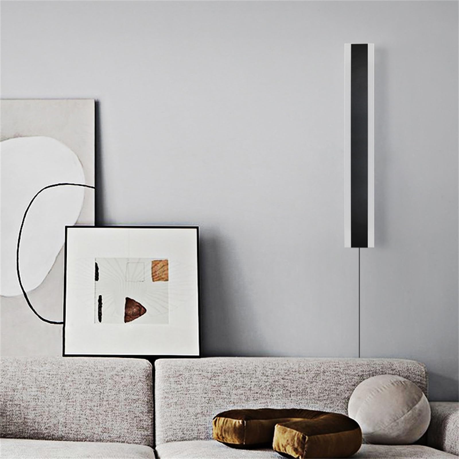 Wandlampe mit Schalter und Stecker Lange LED Wandleuchte Innen Dimmbar Modern Flurlampe mit Fernbedienung Treppenhauslampe Wandbeleuchtung für Wohnzimmer Schlafzimmer (Weiß,60CM)