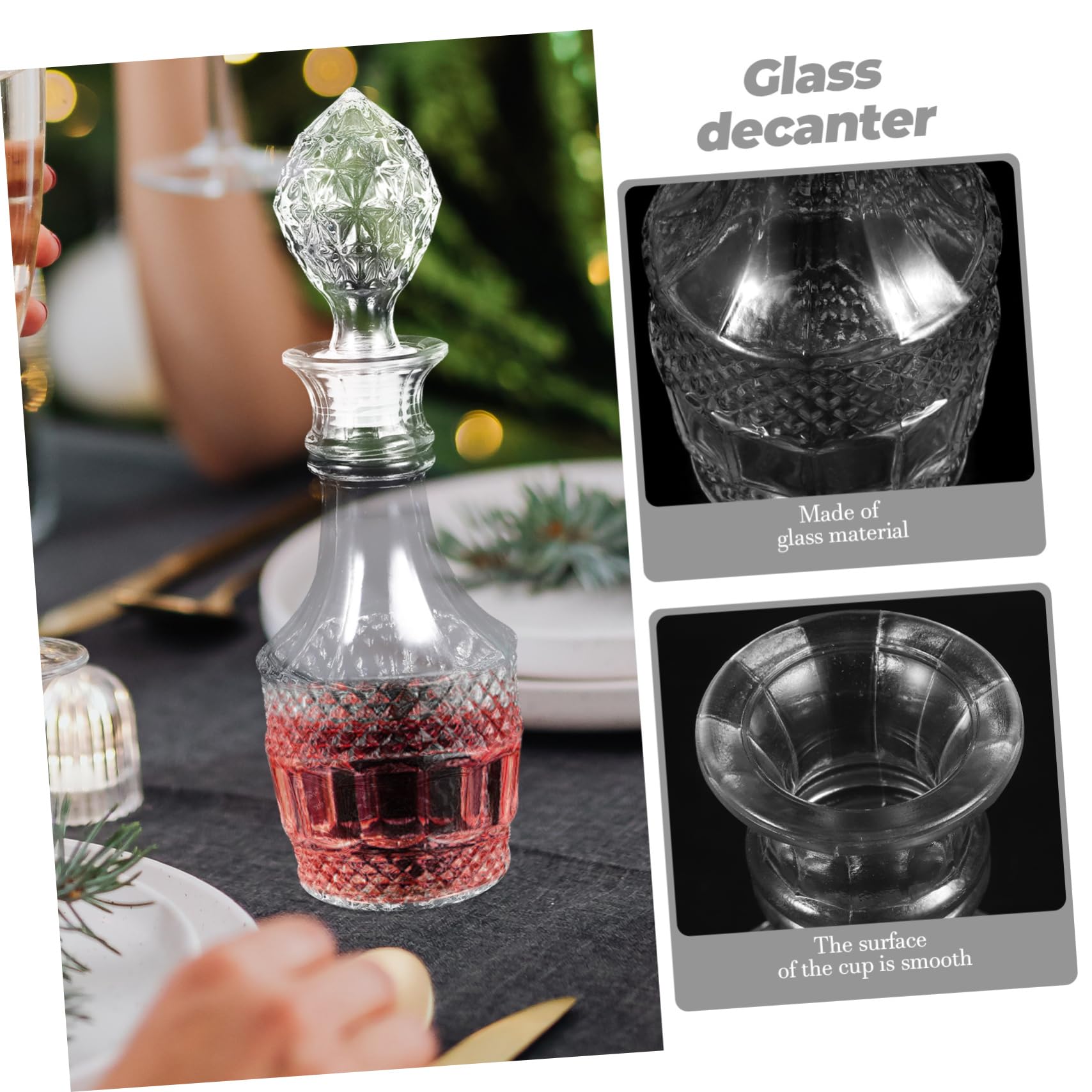 Decanter Per Whisky in Vetro Spesso Da 500ml, Bottiglia Trasparente Per Liquori e Vino, Resistente e Liscia, Adatta Per Bar, Ristoranti e Uso Domestico