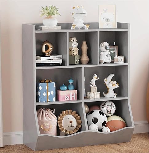 Miniatura 19 de GAOMON Estantería y estantería de tres niveles para niños, armario de almacenamiento de juguetes para almacenamiento de libros y juguetes, estante