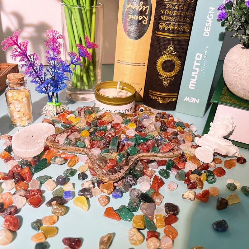 Miniatura 4 de DUQGUHO Piedras trituradas de cristal curativo de ágata natural a granel para plantas suculentas, macetas, jarrones, piedras de relleno para