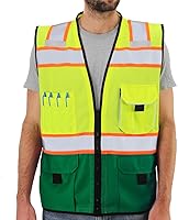 Vista 9 de Chaleco de seguridad Dib Safety reflectante con bolsillos y cremallera, malla de alta visibilidad ANSI Clase 2, fabricado con cinta reflectante 3M