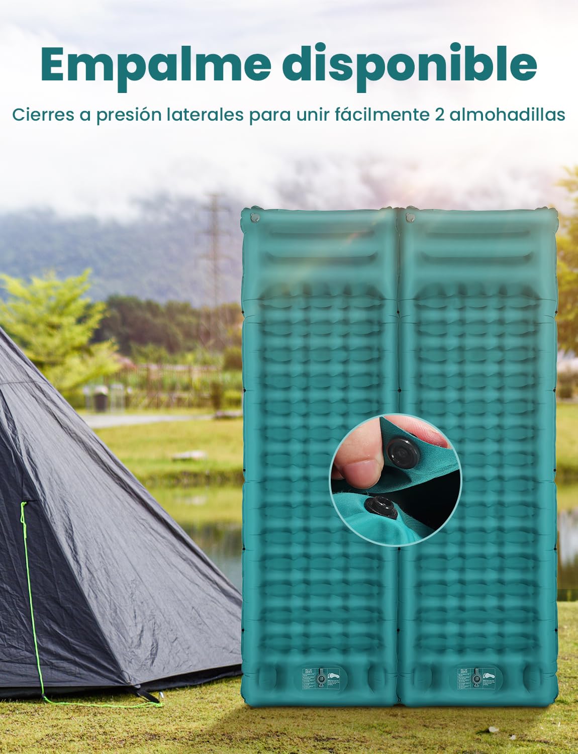 Glymnis Esterilla Camping Ultraligera con Almohada, Colchón Hinchable Individual con Bomba de Pie para Viajes, Exteriores, Senderismo