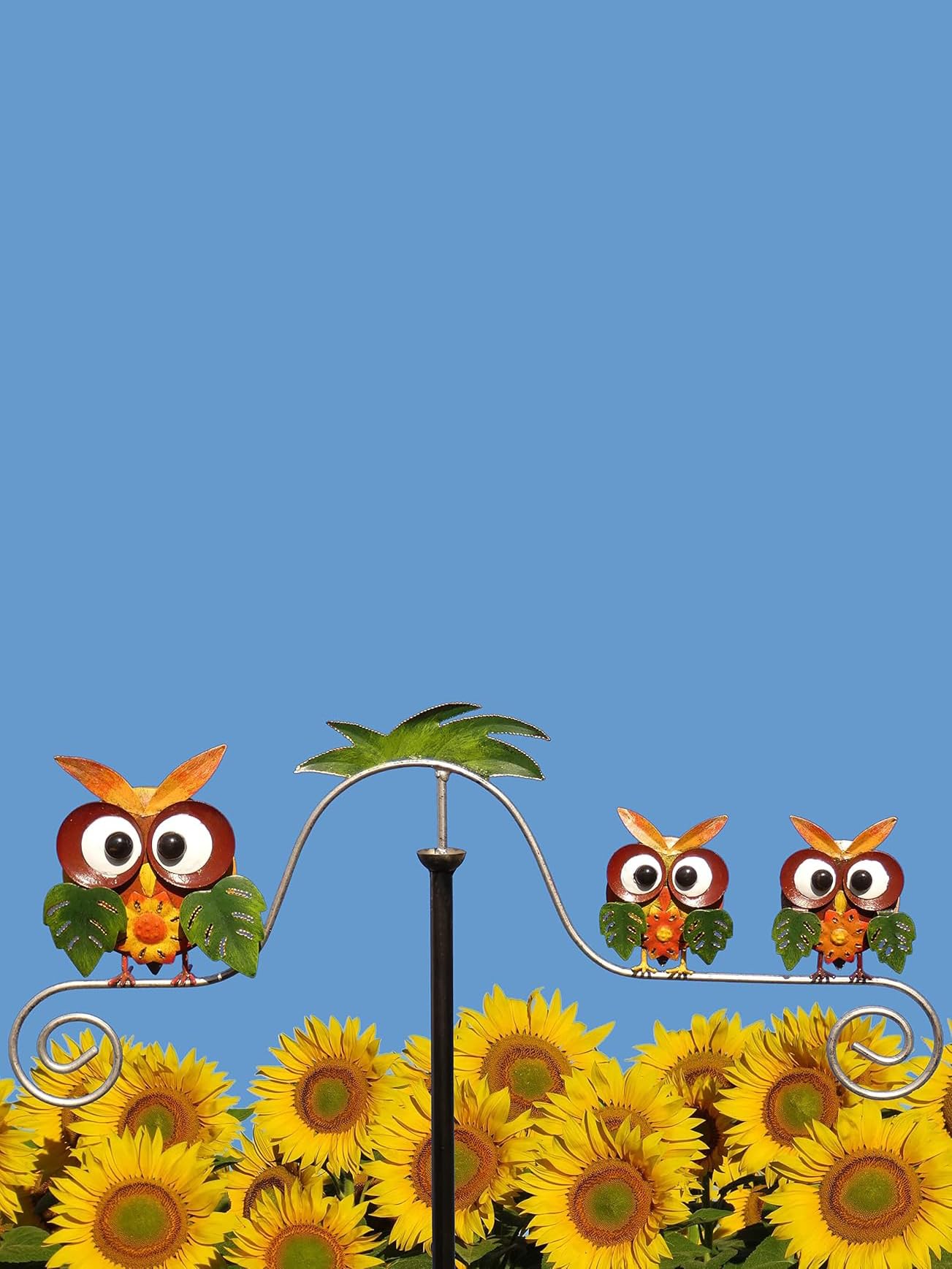 POMMERNTRAUM ® | Windspiel Familie EULEN Gartenpendel Gartenstecker Gartendekoration GartenKunst für Eulenliebhaber Vogel Vögel Uhu