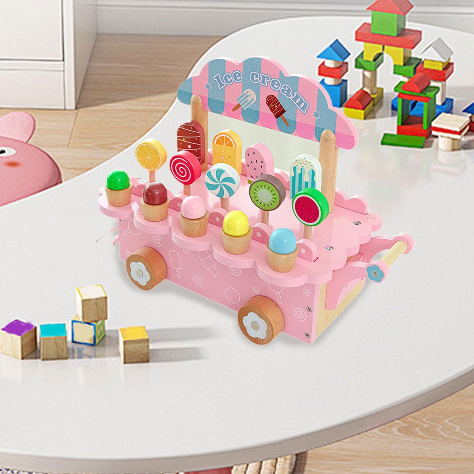 Cuisine en Bois pour Enfants, Jeu de rôle, Accessoires de Cuisine colorés, idée Cadeau pour Enfants, comptoir à Glaces, Cadeau d'anniversaire, etc. Ensemble de Jeu en