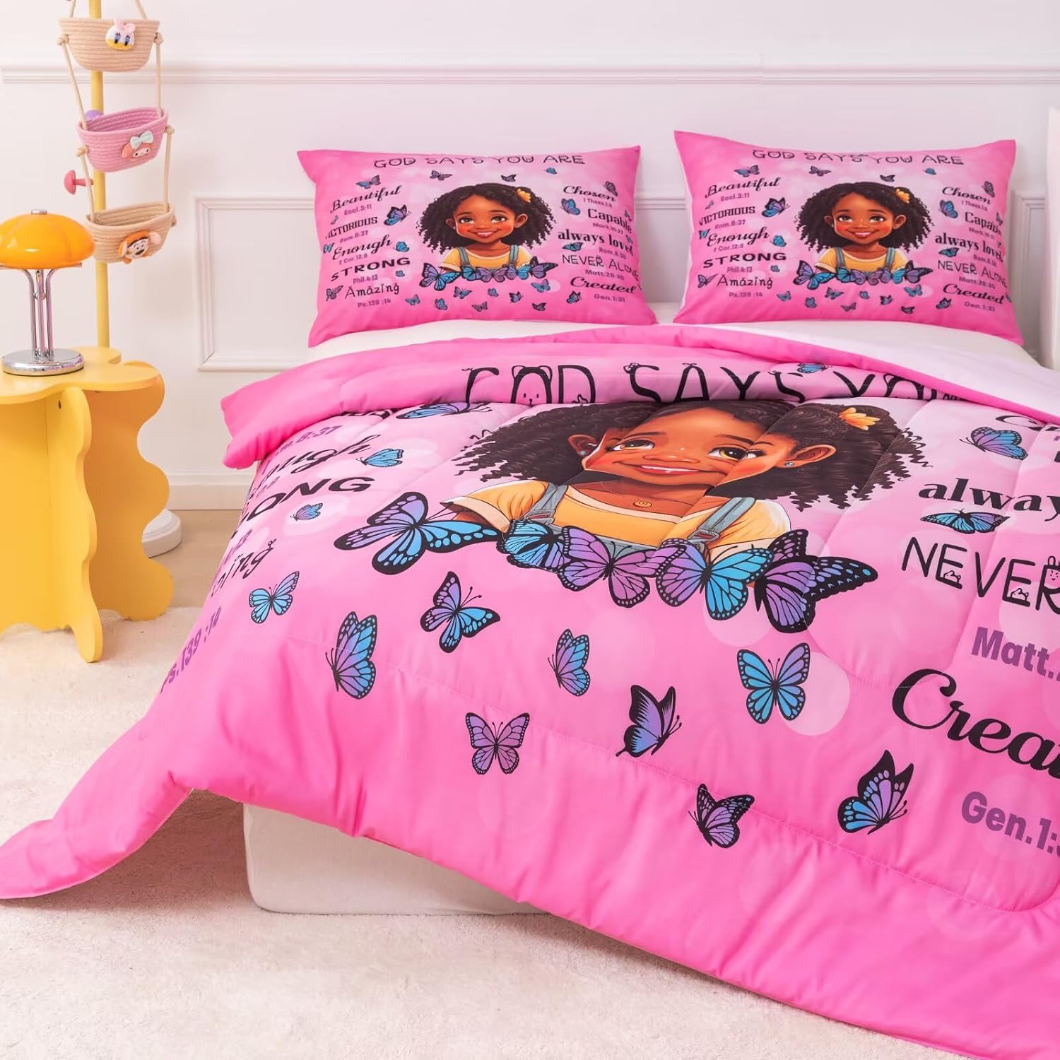 Black Girl Comforter Set Twin Size for Kids,Black Girl Magic Bedding Set,God Says You are Christian Comforter for Bed Bedroom Sets