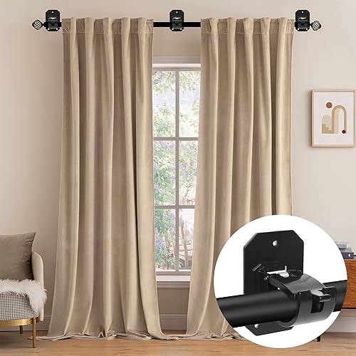 Miniatura 2 de 8 soportes de barra de cortina mejorados, sin taladrar, autoadhesivos, sin necesidad de taladrar, ganchos de barra de cortina ajustables sin clavos,