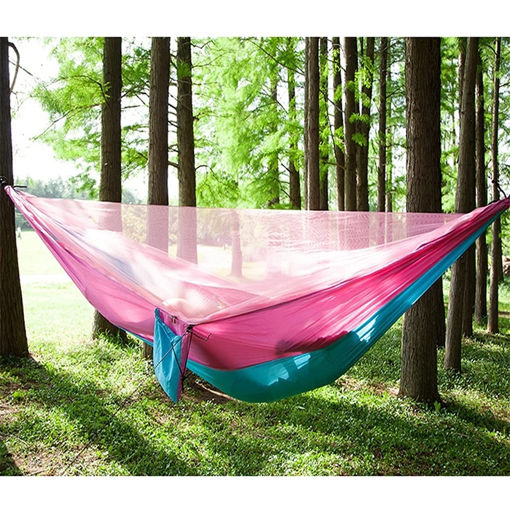 Podróżny hamak kempingowy Przenośny hamak z podwójnym kempingiem z hamakami drzew, Parachute Nylon Hammock na podróż ogrodu plażę (Color : A)