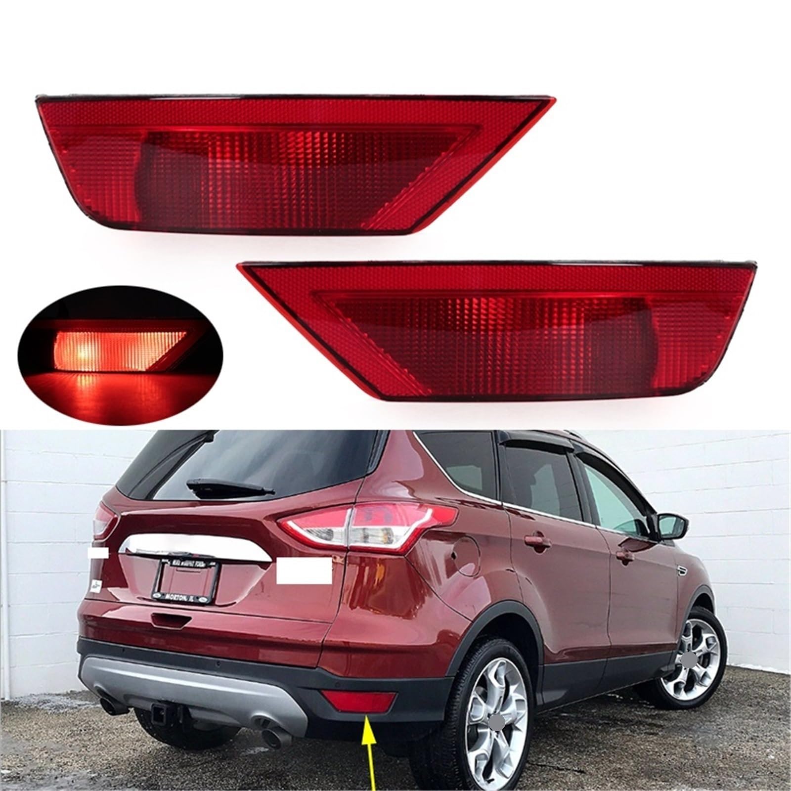 Rücklichter Auto Stoßstange Hinten Reflektor Licht Schwanz Stop Nebel Brems Drehen für Signal Lampe für Ford für Escape für Kuga 2013-2019 Auto-Rücklicht-Montage(Left and right)