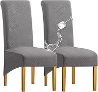 Vista 22 de Juego de 6 fundas impermeables para sillas de comedor extragrandes (caqui, juego de 6 XL))