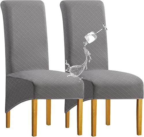Miniatura 22 de Juego de 6 fundas impermeables para sillas de comedor extragrandes (caqui, juego de 6 XL))