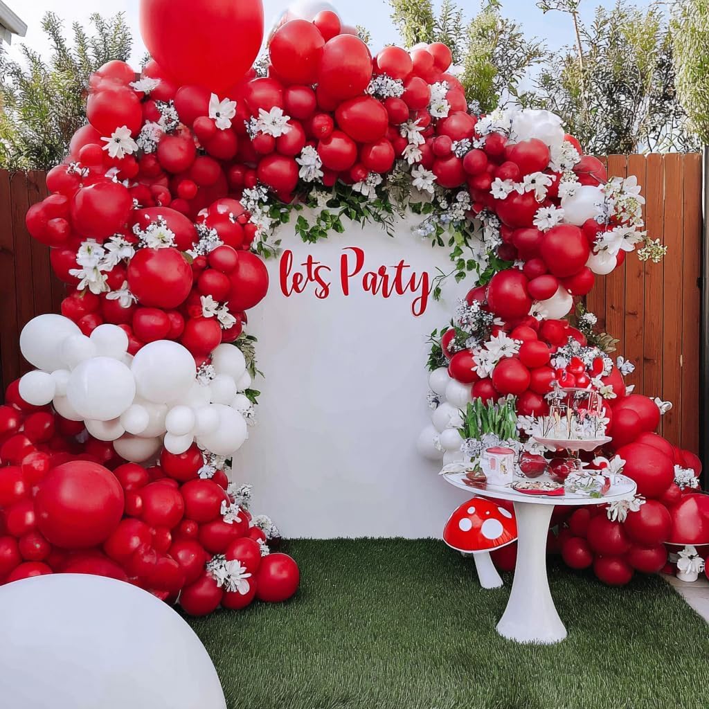 Captank Red White Balloons Double Stuffed Dark Red Different Sizes Balloon Garland Arch Kit For Anniversary Wedding Proposal Bridal Shower Graduation Birthday Party Decoration