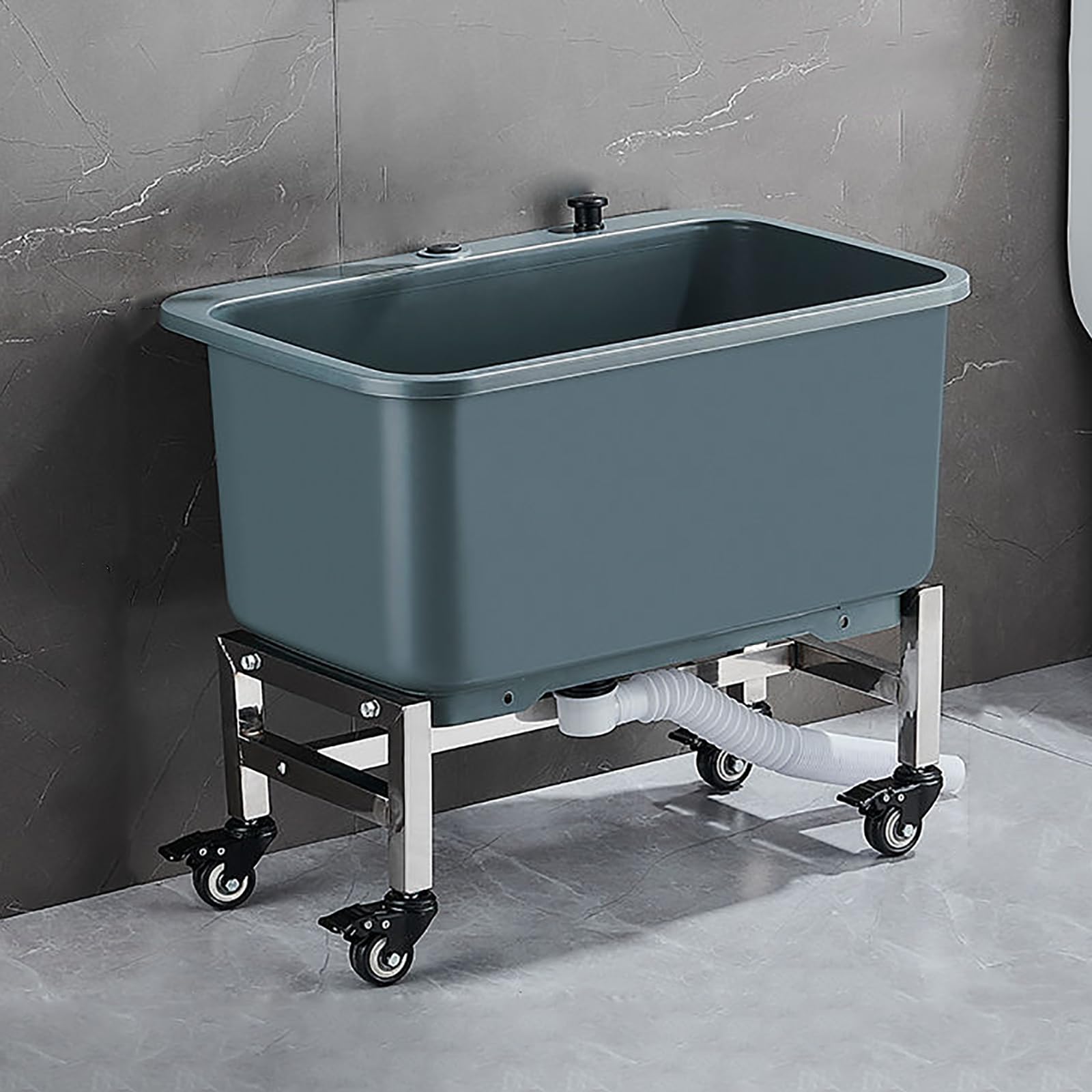 AYCDL Black Floor Mop Sink with Deep Basin & Wheels - Removable Free Standing Utility Sink for Laundry, Garage Washing Station, Commercial Mop Sink, 15.7" W,Grey-W 23.6