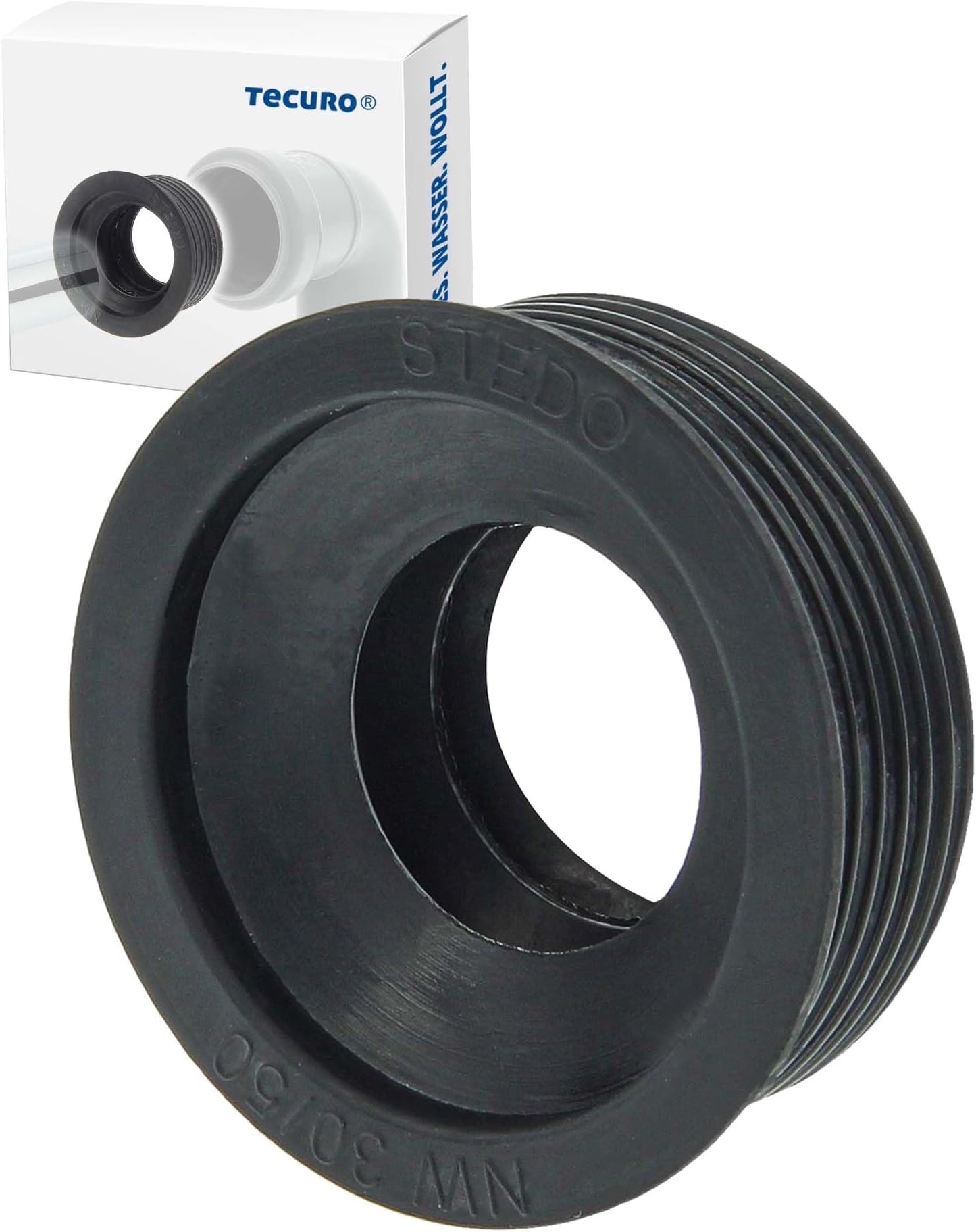 Tecuro V11436 Siphon Rubber Sleeve for Drain Pipe, Outer Diameter: 50 mm, Inner Diameter: 32 mm., Black