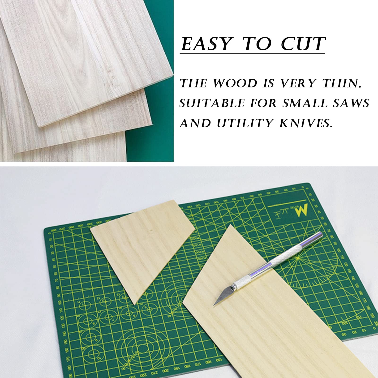 JMIATRY Lot de 120 feuilles de bois de balsa de 10,2 cm, 100 x 100 x 1,5 mm, feuilles de bois